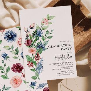 Watercolor Floral & Greenery Graduation Party Invitation