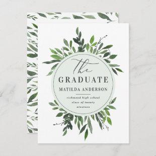watercolor foliage graduation announcement/invite announcement postcard