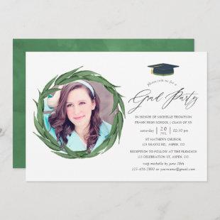 Watercolor Forest Greenery Graduation Party Invitation