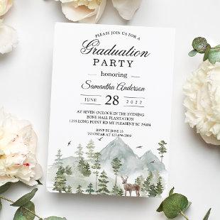Watercolor Forest | Trees And Deer |  Invitation