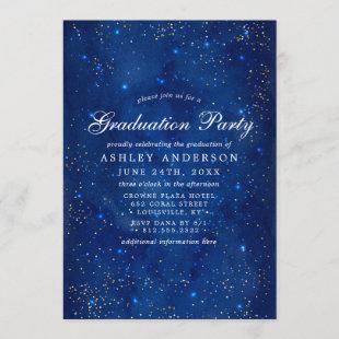 Watercolor Galaxy Cosmic Stars Graduation Party Invitation