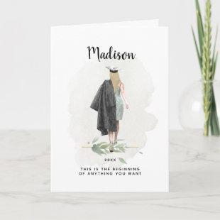 Watercolor Graduation Girl Inspirational Quote Card