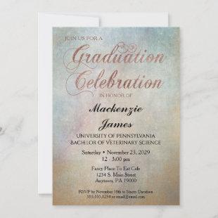 Watercolor Graduation Party Invitation Rose Gold