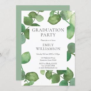 Watercolor Greenery Eucalyptus Graduation Party  Invitation