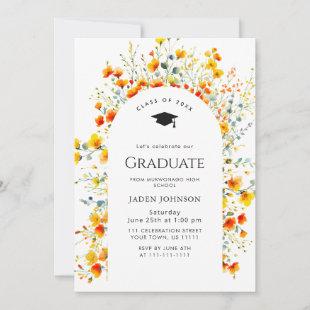Watercolor Meadow Wildflower Boho Graduation Party Invitation