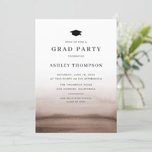 Watercolor Ombre Brown Modern Graduation Party Invitation