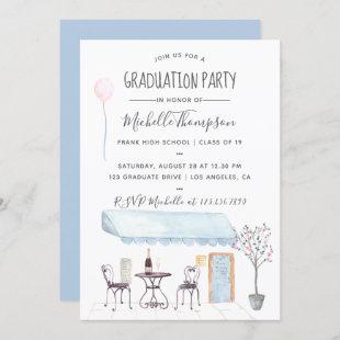 Watercolor Paris Graduation invitation