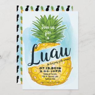 Watercolor Pineapple Luau Summer Party Invitation
