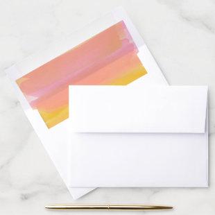 Watercolor Pink Yellow Stripes Invitation Envelope Liner