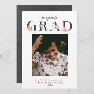 Watercolor Roses and Typography Photo Graduation Announcement