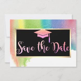 WatercoloR Splash Glitter Graduation Save The Date