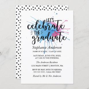 Watercolor Splashes | Celebrate the Graduate Invitation