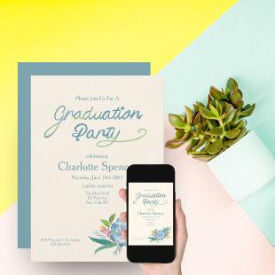 Watercolor Succulents Graduation Party Invitation