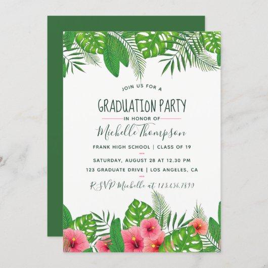 Watercolor tropical Graduation Party Invitation