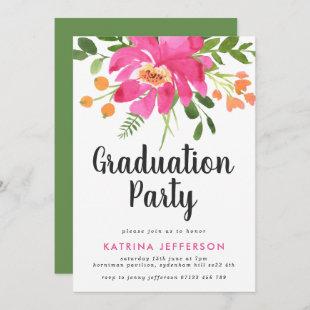 Watercolor Tropics Graduation Party Invitation