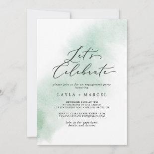 Watercolor Wash | Green Let's Celebrate Invitation