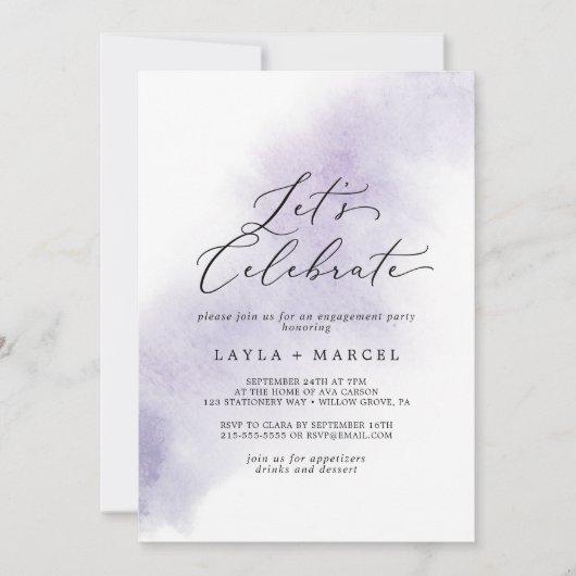 Watercolor Wash | Purple Let's Celebrate Invitation