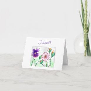 Watercolour Flowers>Farewell Card