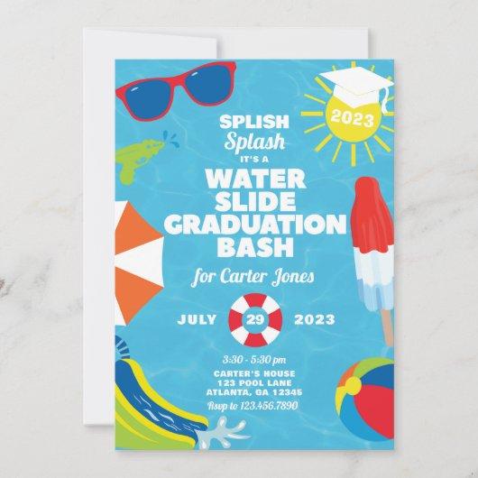 Waterslide Graduation Bash / Pool Party Invitation