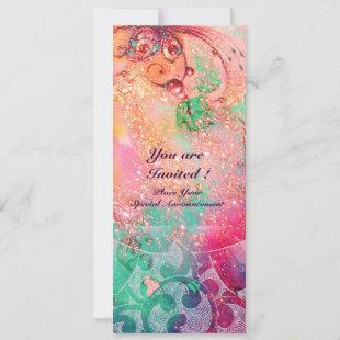 WAVES , bright  red green blue pink gold sparkles Invitation