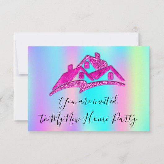 We Have Moved New Home Invitation Holograph Pink