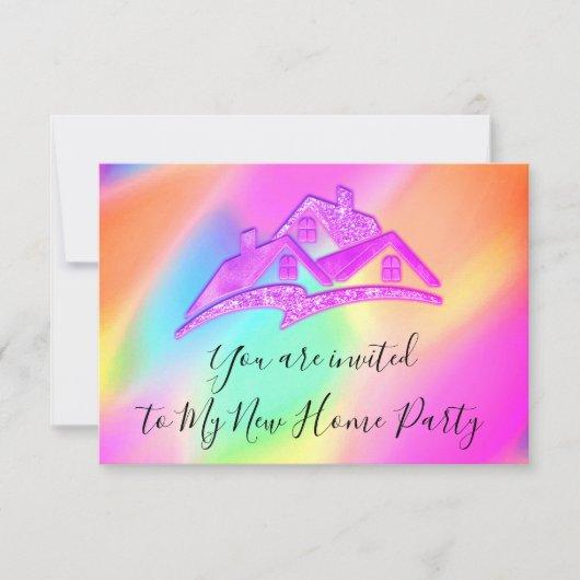 We Have Moved New Home Invitation Pink Holograph