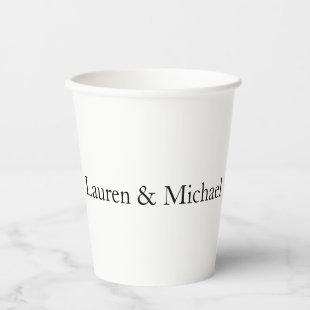 Wedding Elegant Minimalist Black White Names Paper Cups