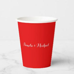 Wedding Elegant Minimalist Classical Warm Red Paper Cups