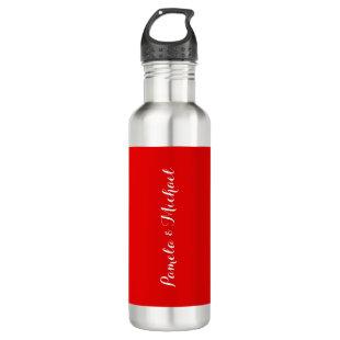 Wedding Elegant Minimalist Classical Warm Red Stainless Steel Water Bottle