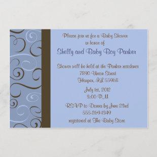 Wedding or Shower Invitation in Blue and Brown
