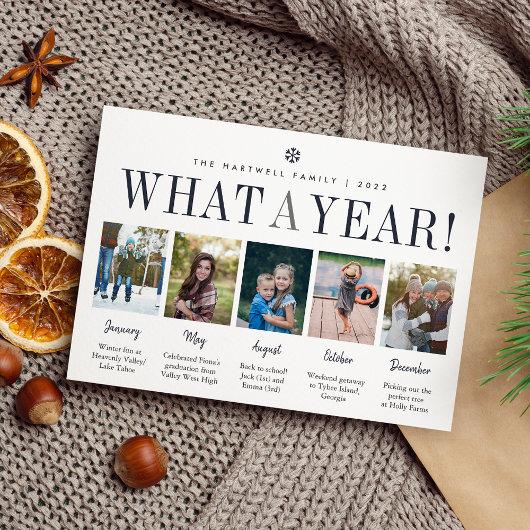 What a Year | Year in Review 5 Photo Collage Holiday Card