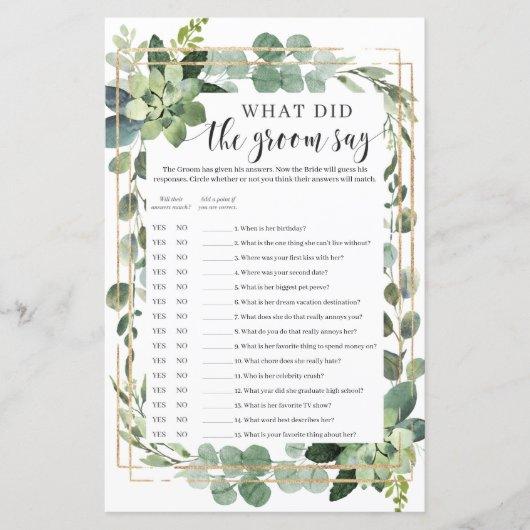 What did the groom say game succulent boho