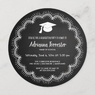 Whimsical Bohemian | Chalkboard | Graduate Hat Invitation