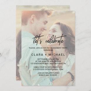 Whimsical Calligraphy Faded Photo Let's Celebrate Invitation
