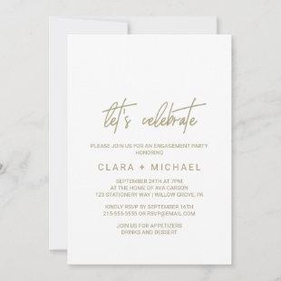 Whimsical Gold Calligraphy Let's Celebrate Invitation
