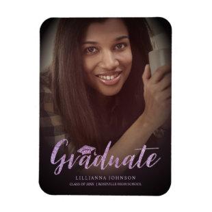 Whimsical Graduate Photo Glitter Typography Magnet