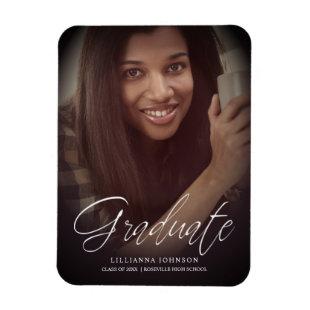 Whimsical Graduate Photo White Typography Script Magnet