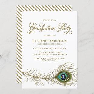 Whimsical Peacock Feather Graduation Party Invitation