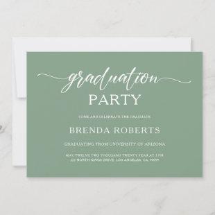 Whimsical White Calligraphy On Sage Green Invitation