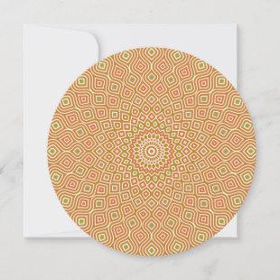 Whirlpool Mosaic Round Invitation in Gold and Oliv
