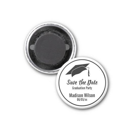 White and Black Graduation Party Save the Date Magnet