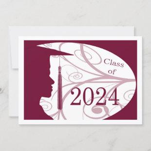 White and Burgundy Man Silhouette 2024 Card