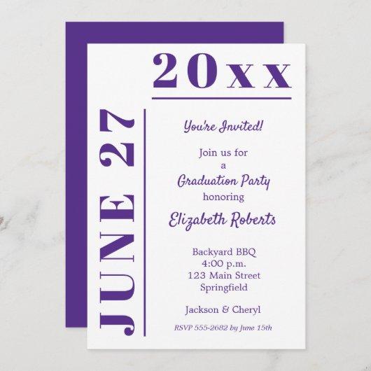 White and Purple Graduation Party Invitations