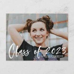 White Brush Calligraphy Class of 2023 Graduation Postcard