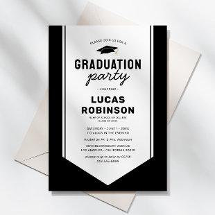 White Graduate Stole Sash Graduation Party Invitation