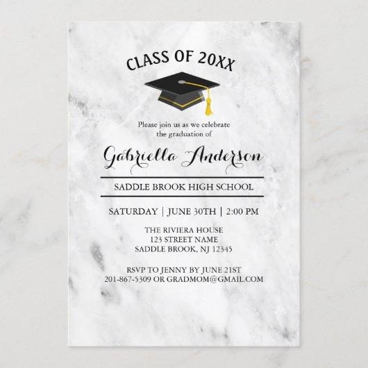 White Marble Trendy Graduation Invitation