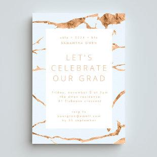 White Modern Gold Foil Marble Graduation Party Invitation