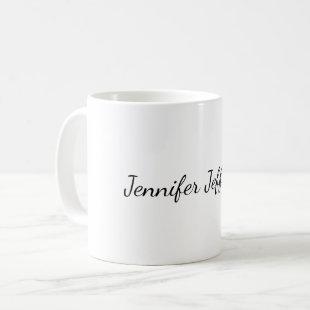 White Plain Modern Handwriting Your Name Coffee Mug