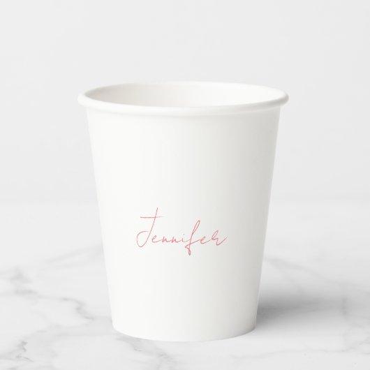 White Plain Modern Handwriting Your Name Paper Cups