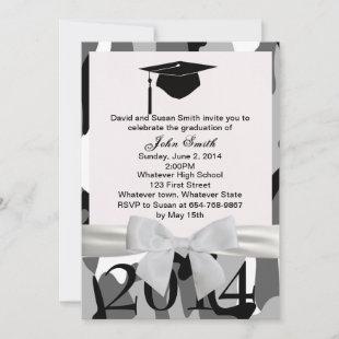 White Ribbon And Gray Camo Graduation Invitation